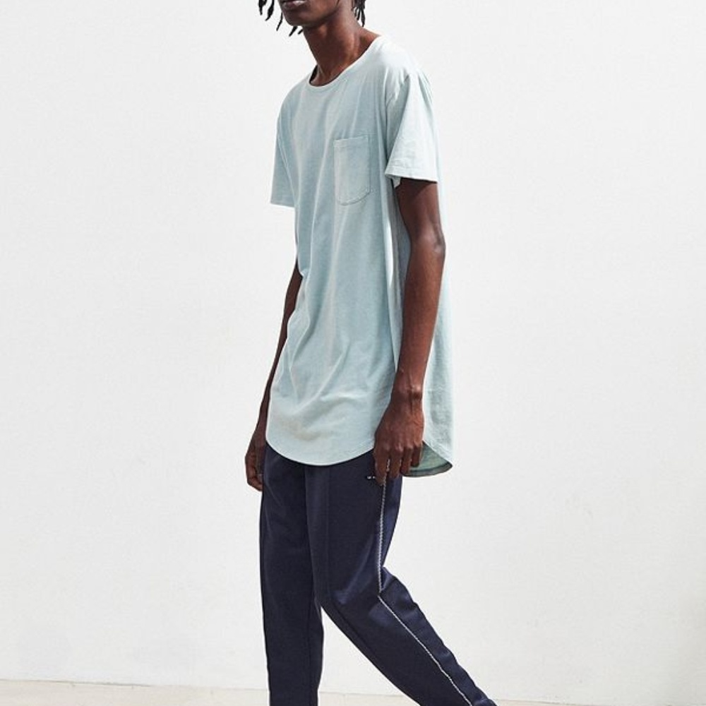 Acid Wash Scoop Neck Curved Hem Tee